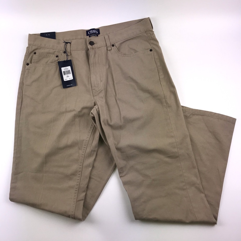 CHAPS 5-POCKET TWILL STRAIGHT LEG